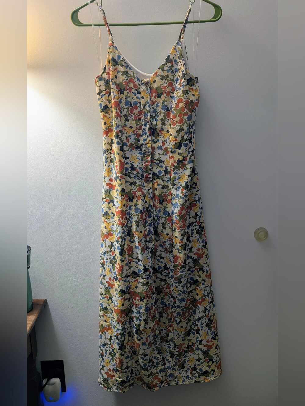 Sienna Sky Sleeveless Floral Midi Dress in Coral, Blue & Yellow